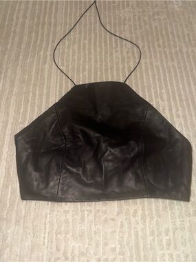 rag & bone Black real Leather Halter Crop Top